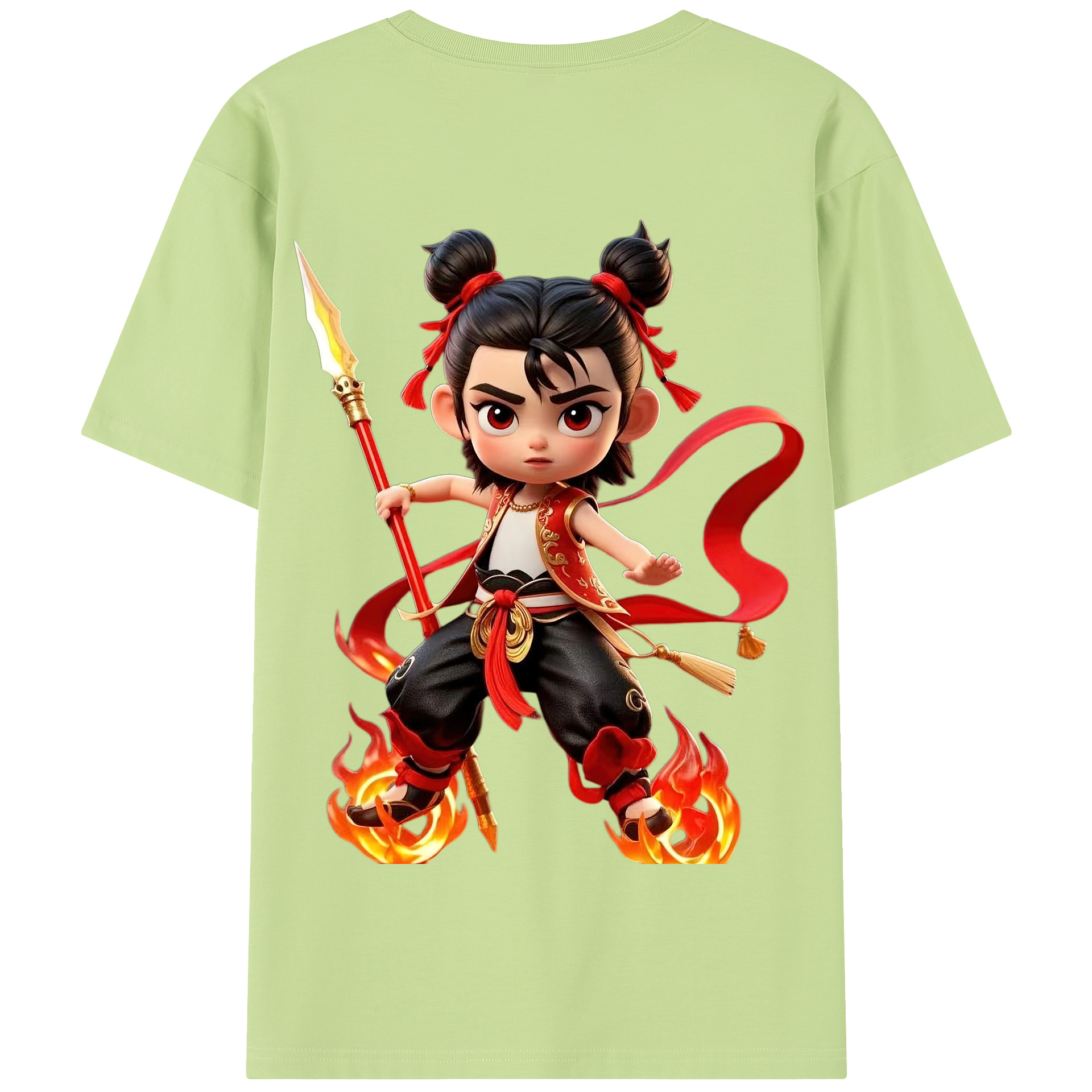 （画像用） Ne Zha 2 ナタ 魔童の大暴れ 綿100％半袖Tシャツ（背面プリント）